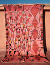 Pink Primitive Design Rug  9.38 ft x 5.83 ft - moroccan boho rugs